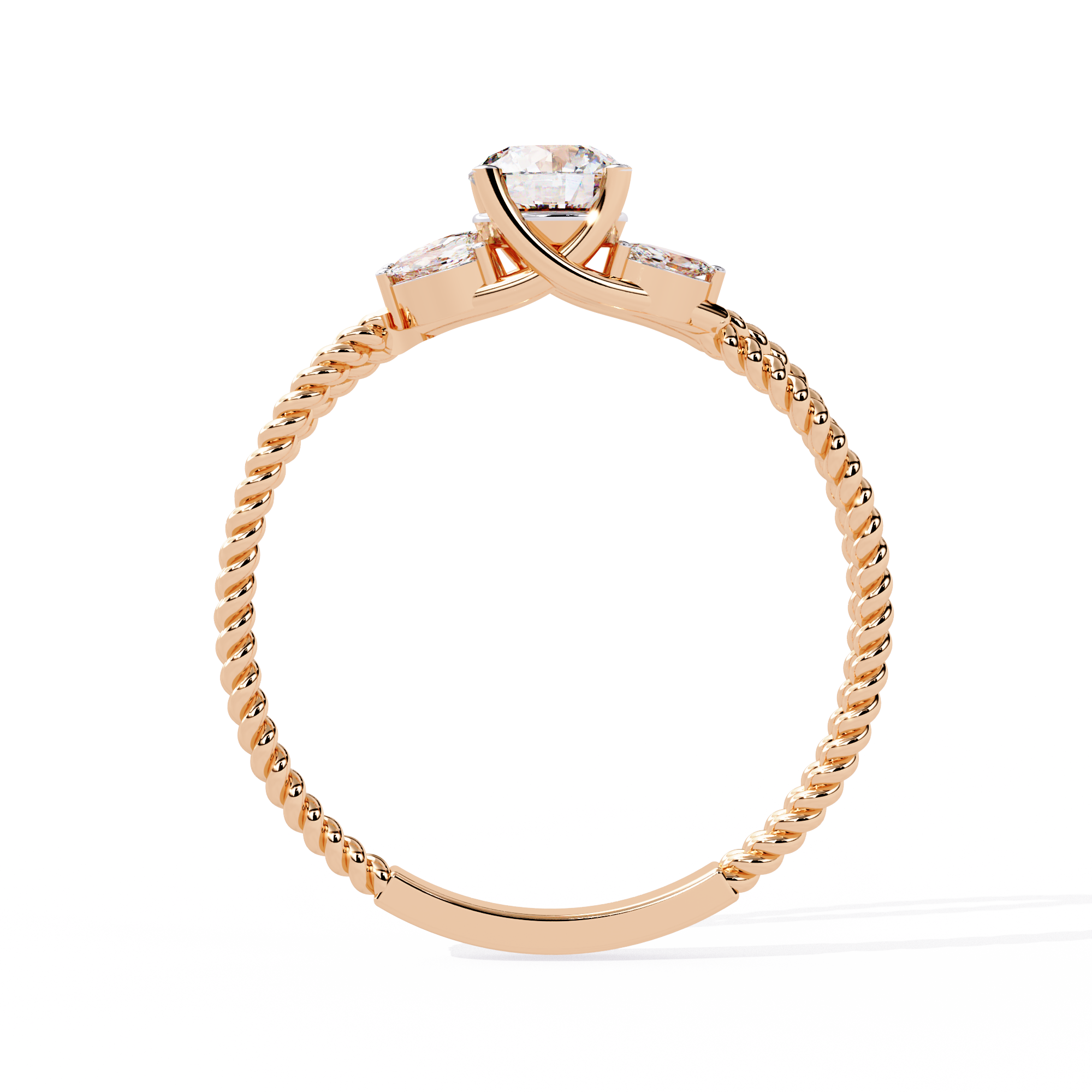 Solitairekart-0.44 CT Lab Grown Diamond Twisted Band Engagement Ring in 14K Gold